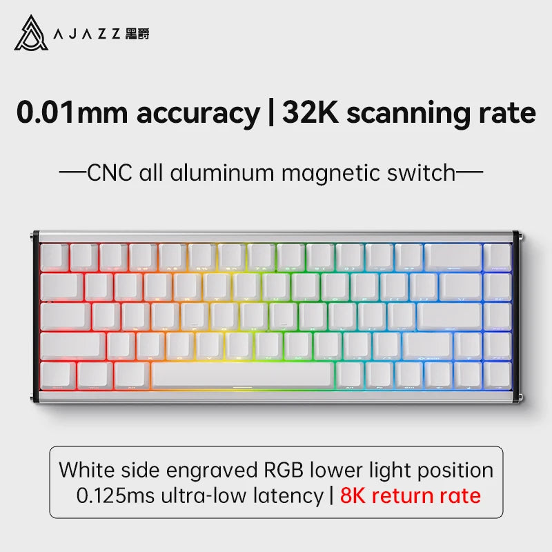 AJAZZ ALUX68 Magnetic Shaft Aluminum Alloy Esports Magnetic switch keyboard RGB hot-swappable DIY wired macro mode Hall effect