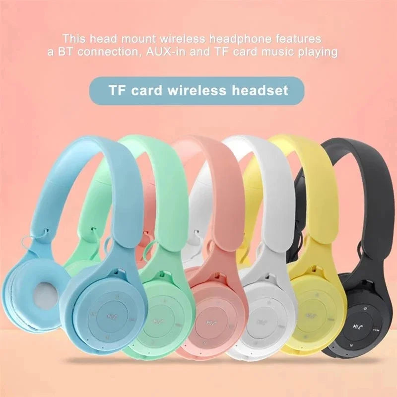Wireless Bluetooth Headphone  Macaron Headphones Stereo Headband Gaming Headset with Mic Gamer Girl Gift for Mobile Tablet