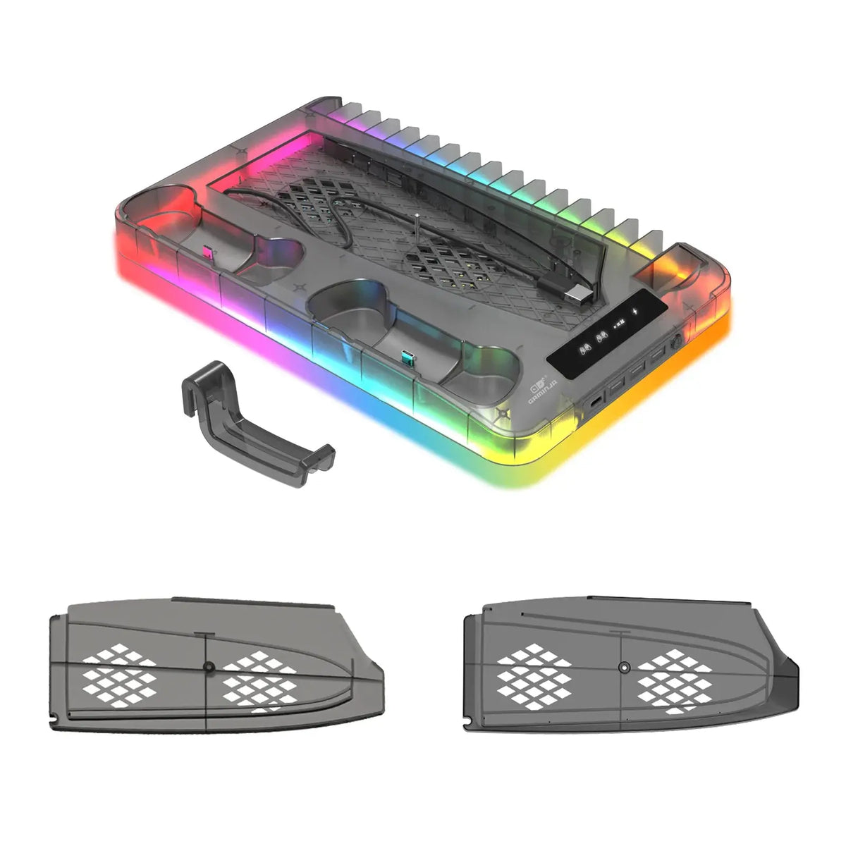 GAMINJA P58 Cooling Stand For PS5 RGB Charging Base Dual-Controller Charging Station Dual-Controller Charger For PS5 Accessories Deals 4 U  Console Accessories Deals 4 U