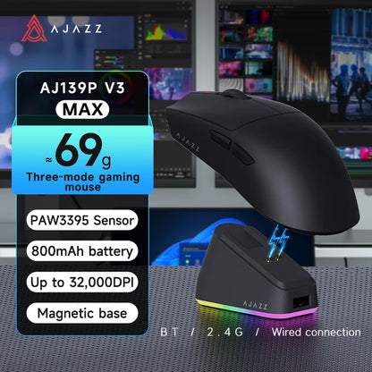 Wireless Gaming Mouse AJ139-V2/AJ139P-V3-MC with 12000DPI Max AJ139P MAX with 32000DPI Magnetic Charging Base  Gaming Mouse