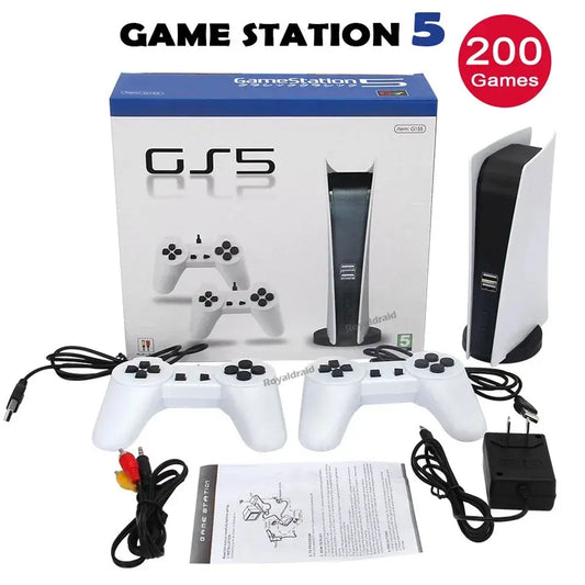 GS5 Game Station 5 Video Game Console With 200 Classic Games 8 Bit TV Console Retro USB Wired Handheld Two Game Player AV Output Deals 4 U  Gaming Accessories Deals 4 U