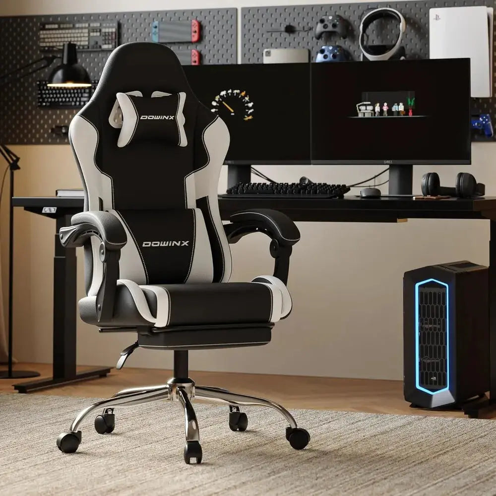 Ergonomic Gaming Chair with Footrest, Massage Lumbar Support, Adjustable Height & Headrest Pillow, Customized Deals 4 U  Gaming Accessories Deals 4 U