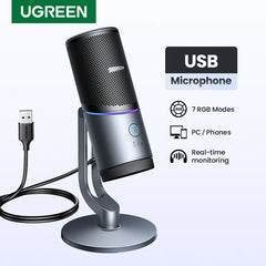Mic USB Microphone with RGB Modes Professional Condenser Mic for PC Mac Gaming Karaoke Recording Streaming Podcasting Deals 4 U   Deals 4 U