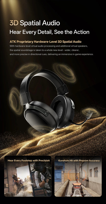 ATK N9 2.4GHz Wireless Gaming Headset with Mic for PS5 PS4 PC Mac Playstation Bluetooth Gaming Headphone with Microphone