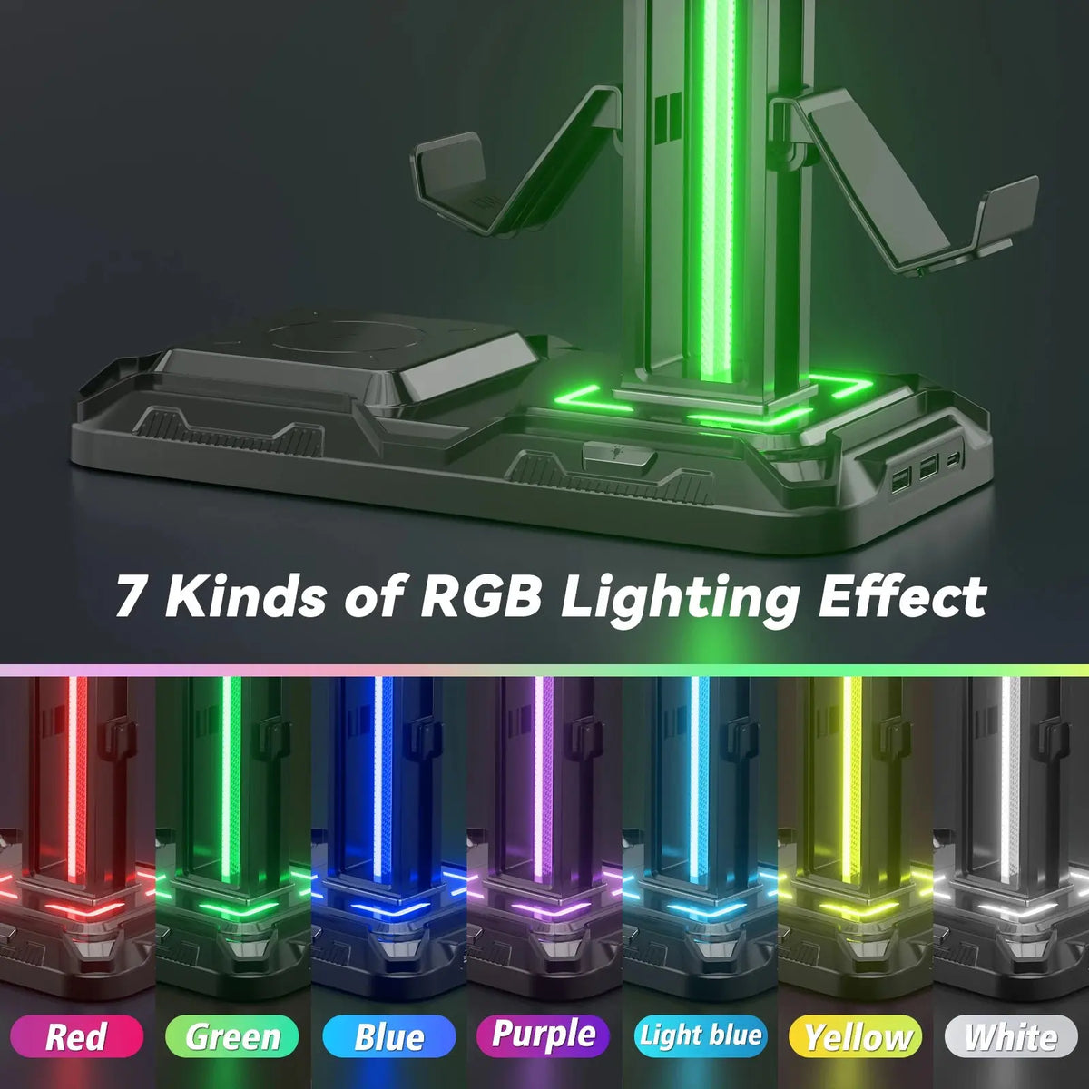 Headphone & Controller Stand with Wireless Charging Rotatable Headset Stand with 9 Light Modes Controller Holder with EU plug Deals 4 U  Gaming Accessories Deals 4 U