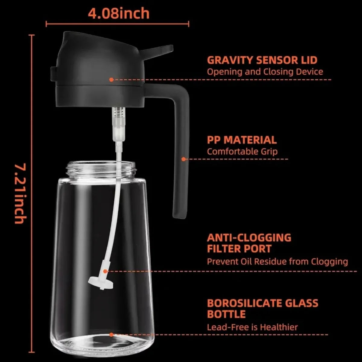 2-in-1 Glass Oil Sprayer & Dispenser, 470ml Dual-Use Olive Oil Bottle for Kitchen, BBQ, and Salad Deals 4 U   Deals 4 U