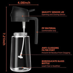 2-in-1 Glass Oil Sprayer & Dispenser, 470ml Dual-Use Olive Oil Bottle for Kitchen, BBQ, and Salad Deals 4 U   Deals 4 U