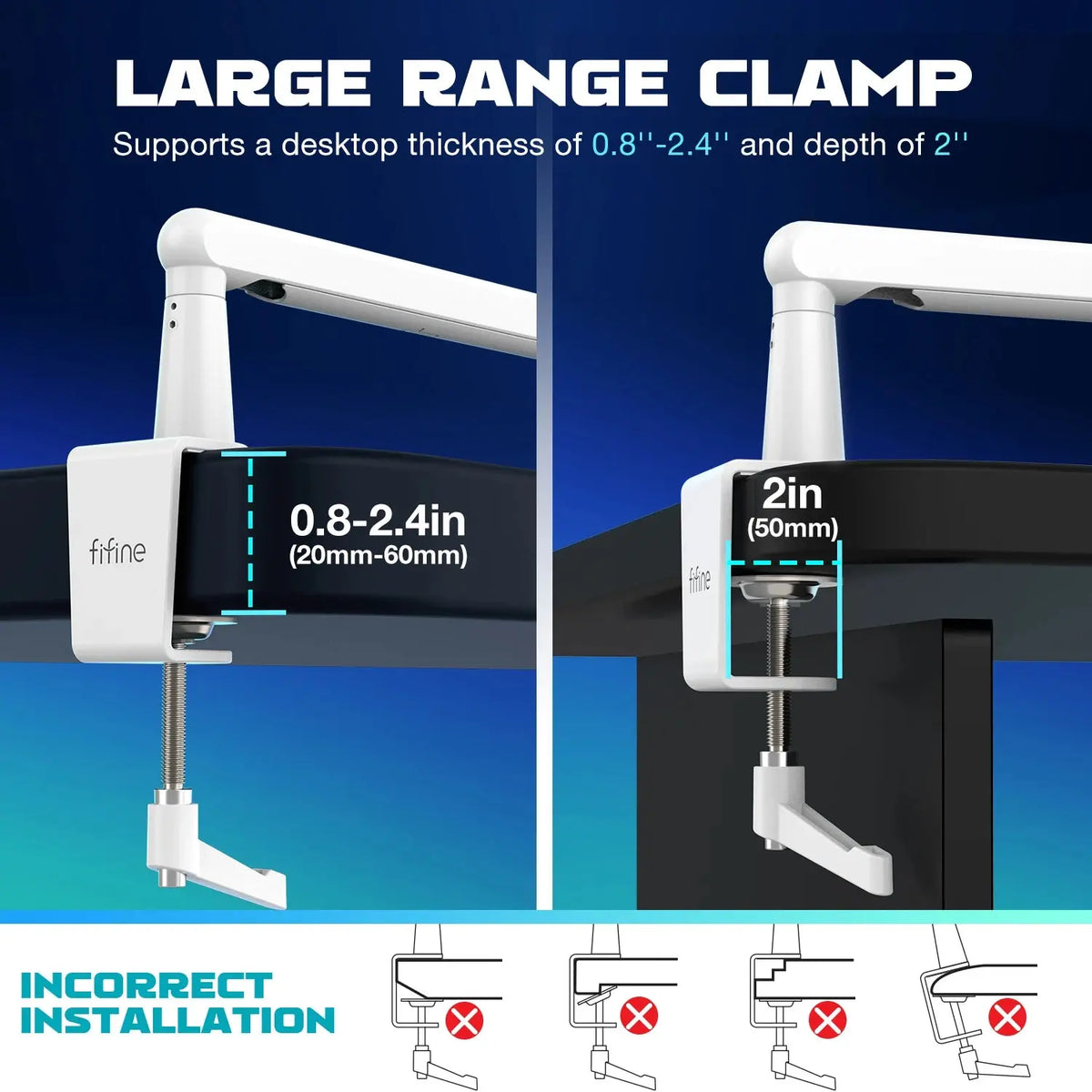 FIFINE Microphone Boom Arm, Adjustable Low Profile Mic Arm with Desk Mount Clamp,Cable Storage for Streaming Gaming-White BM88W Deals 4 U  Streaming Equipment Deals 4 U