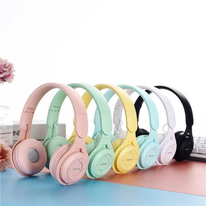 Wireless Bluetooth Headphone  Macaron Headphones Stereo Headband Gaming Headset with Mic Gamer Girl Gift for Mobile Tablet
