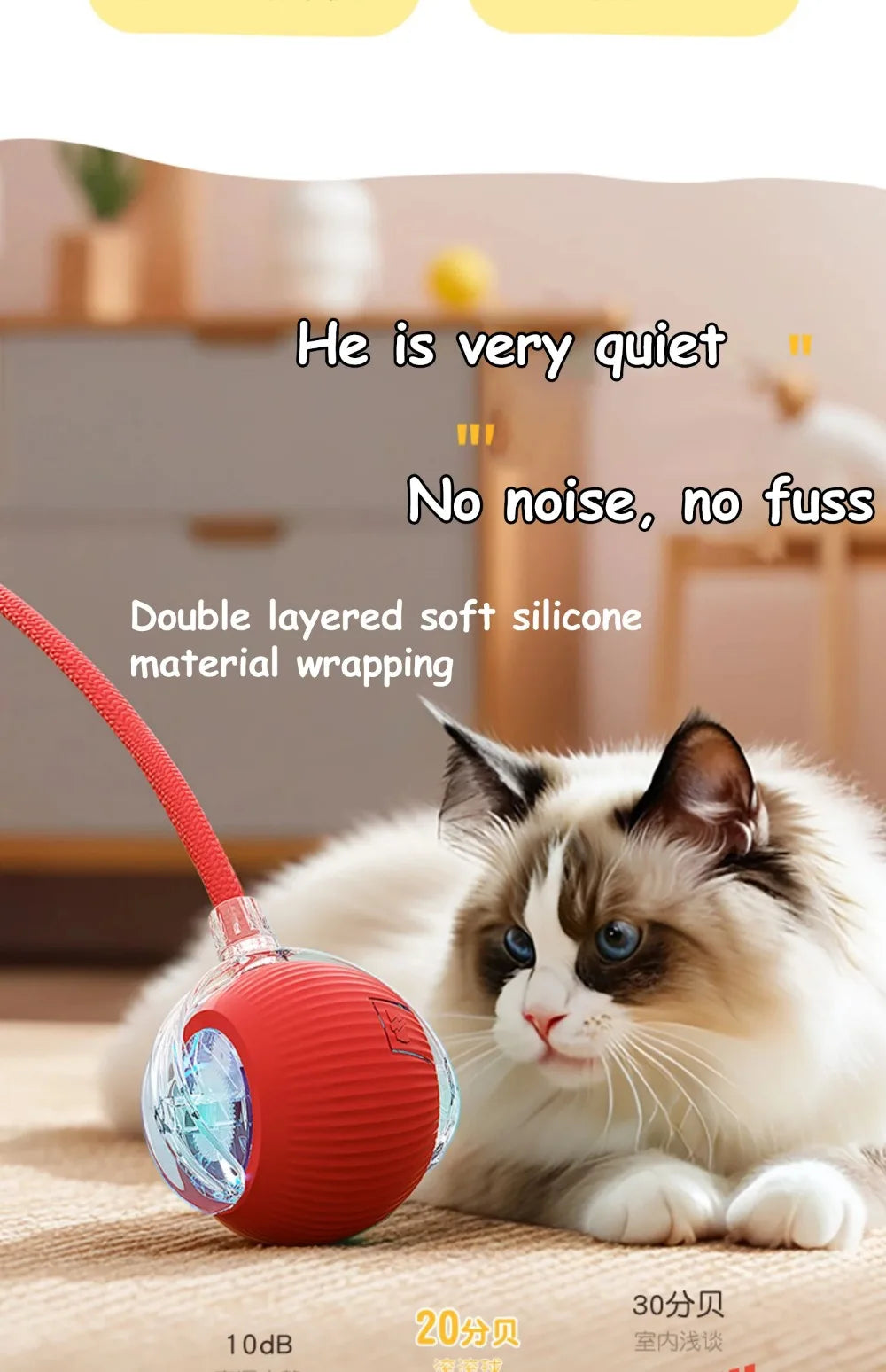 New Cat Interactive Ball Toy Automatic Rolling Ball Faux Tail Rechargeable Smart Pet Electric Toy Dog Cat Training Imitate Mouse Deals 4 U  Smart Pet Toy Deals 4 U