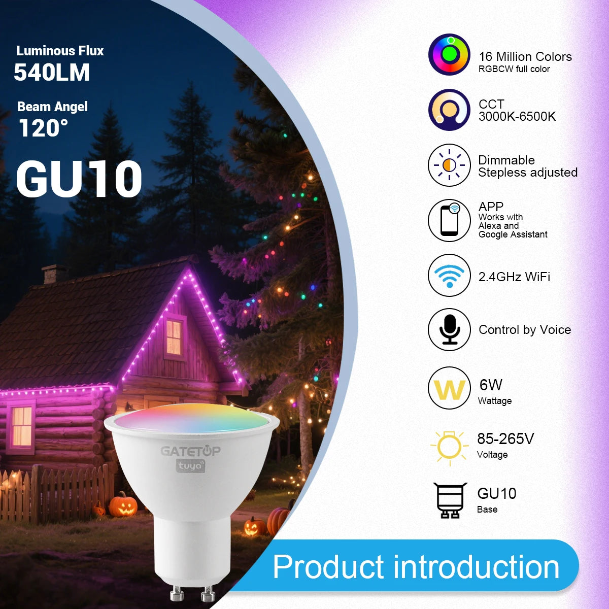 1-10PCS Tuya WiFi GU10 LED Spotlight Smart Light Bulb Dimmable 1-100% Lamps Smart Life App Control Works with Alexa Google Deals 4 U  Smart Home Gadget Deals 4 U