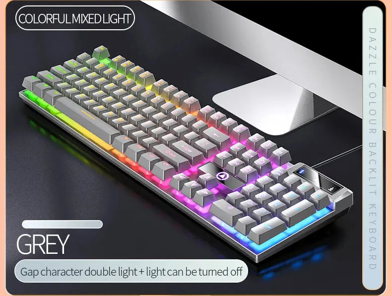 104 Keys Gaming Keyboard Wired Keyboard Color Matching Backlit Mechanical Feel Computer E-sports Peripherals for Desktop Laptop Deals 4 U  Gaming Accessories Deals 4 U