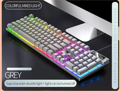 104 Keys Gaming Keyboard Wired Keyboard Color Matching Backlit Mechanical Feel Computer E-sports Peripherals for Desktop Laptop Deals 4 U  Gaming Accessories Deals 4 U
