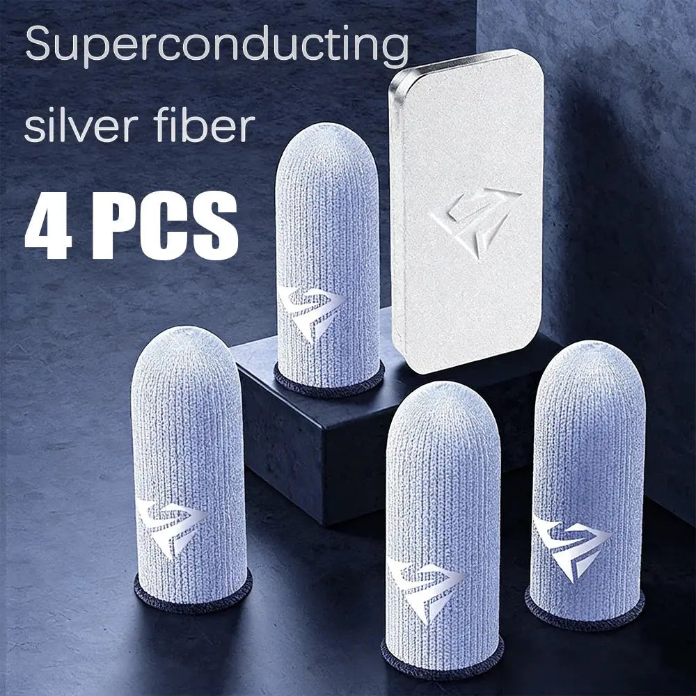 Pair Gamer Finger Sleeves for Mobile Gaming Sweatproof Breathable Silver Fiber Finger Covers  Anti-Slip Touch Screen Fingertips Deals 4 U  Mobile Gaming Deals 4 U