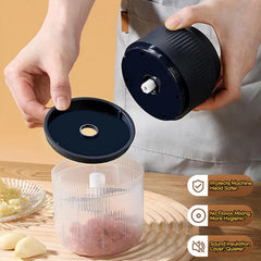 300ml Capacity Electric Garlic Chopper, Mini Portable Veggie Cutter, 4 Sharp Stainless Steel Blades Mini Electric Food Chopper, Compact Size, Easy to Clean, One-Touch Operation (Blue) Deals 4 U  Smart Home Gadget Deals 4 U