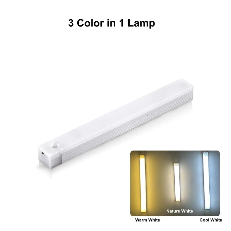 Motion Sensor Wireless LED Night Light USB Rechargeable Long Strip Bar Lamp for Kitchen Cabinet Wardrobe Bedside Staircase Tube Deals 4 U   Deals 4 U
