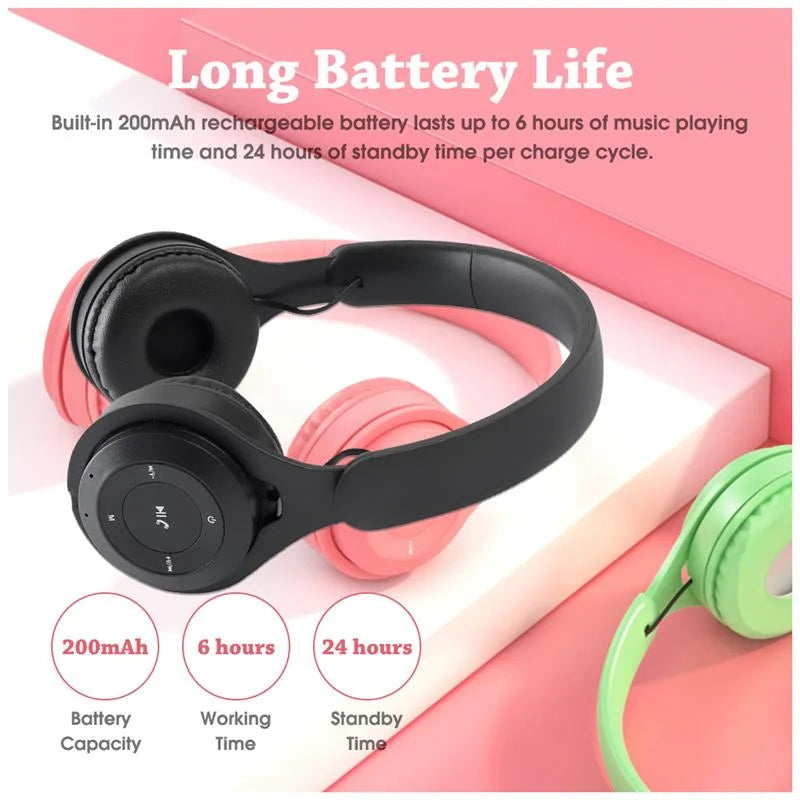 Wireless Bluetooth Headphone  Macaron Headphones Stereo Headband Gaming Headset with Mic Gamer Girl Gift for Mobile Tablet