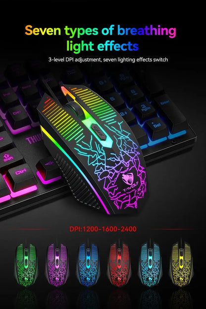 5-in-1 Set Gaming Combo Keyboard 4-color Breathing Light Mouse 3.5mm Gaming Headset Gaming Speaker Anti-slip Mouse Pad NEW HOT Deals 4 U  Gaming Accessories Deals 4 U