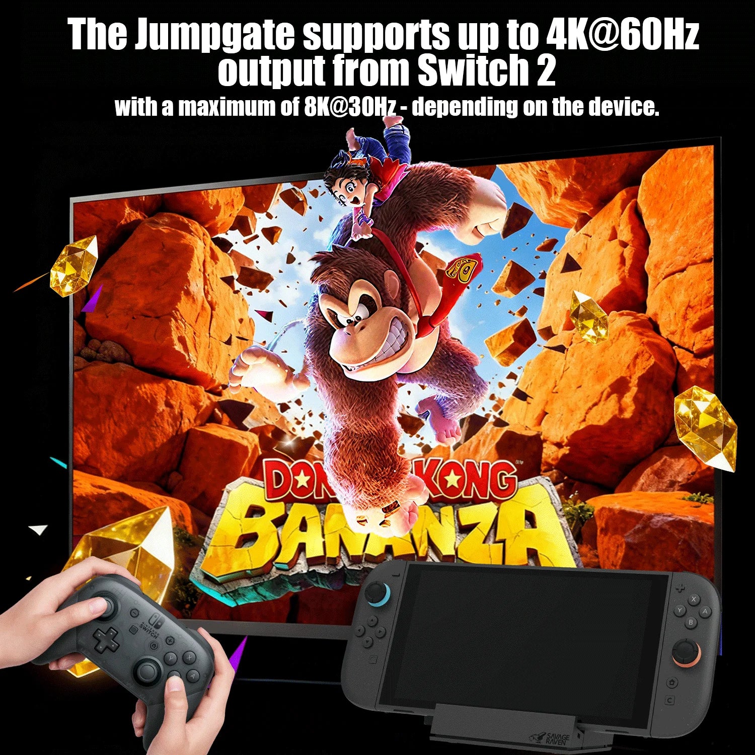 Savage Raven by Skull & Co. Jumpgate Dock USB C Hub Portable Stand Docking Station for Nintendo Switch 2 and OLED Deals 4 U   Deals 4 U