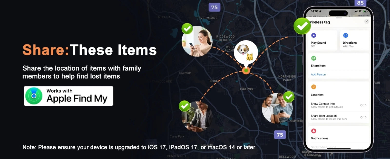 Pet Tracker No Monthly Fee No SIM Work with Apple iOS Find My Anti-Lost Finder Tag for Dogs Cats with Airtag Case GPS Tracker Deals 4 U   Deals 4 U