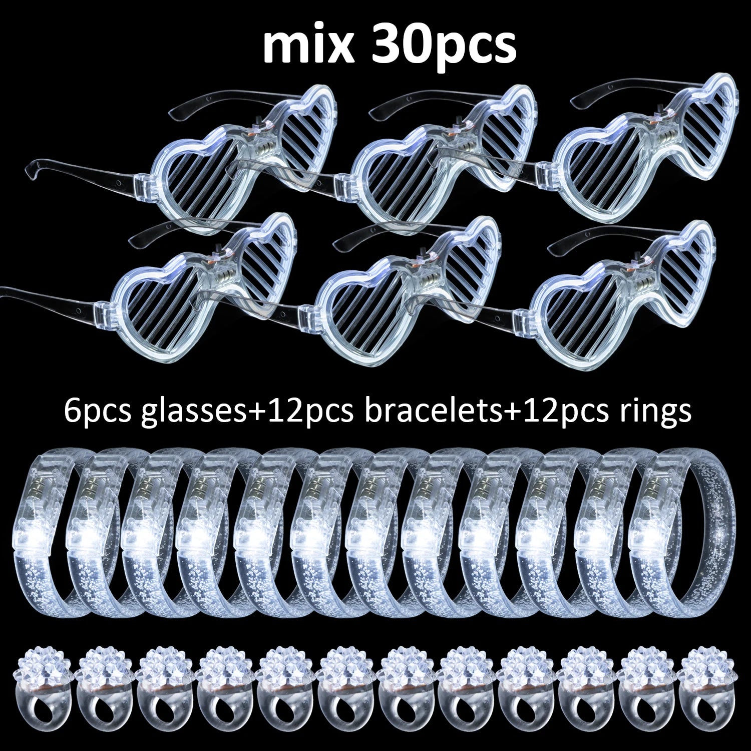 Led White Bracelets Light Up Party Favors Glow in the Dark Party Supplies Neon Sunglasses LED Rings Bracelets Wedding Decoration Deals 4 U   Deals 4 U
