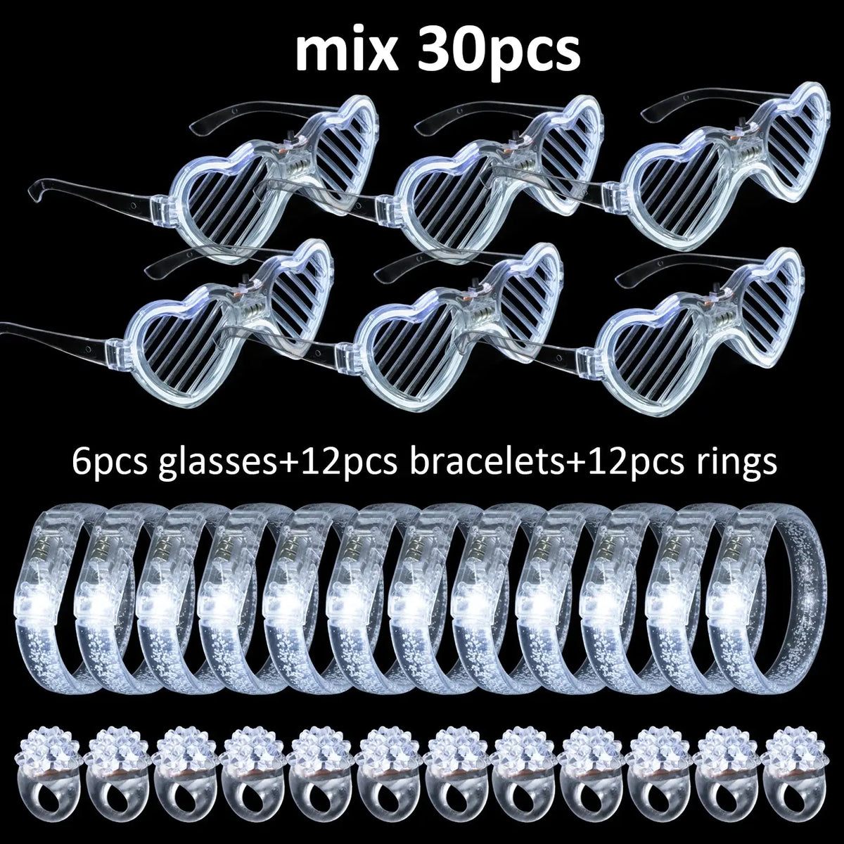 Led White Bracelets Light Up Party Favors Glow in the Dark Party Supplies Neon Sunglasses LED Rings Bracelets Wedding Decoration Deals 4 U  Gaming Accessories Deals 4 U