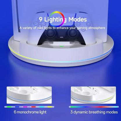 NEWDERY PS5 Charging Station for PlayStation 5/PS5 Slim/ PS5 Pro Disc & Digital Version Controllers With Adjustable RGB Light Deals 4 U  Gaming Accessories Deals 4 U