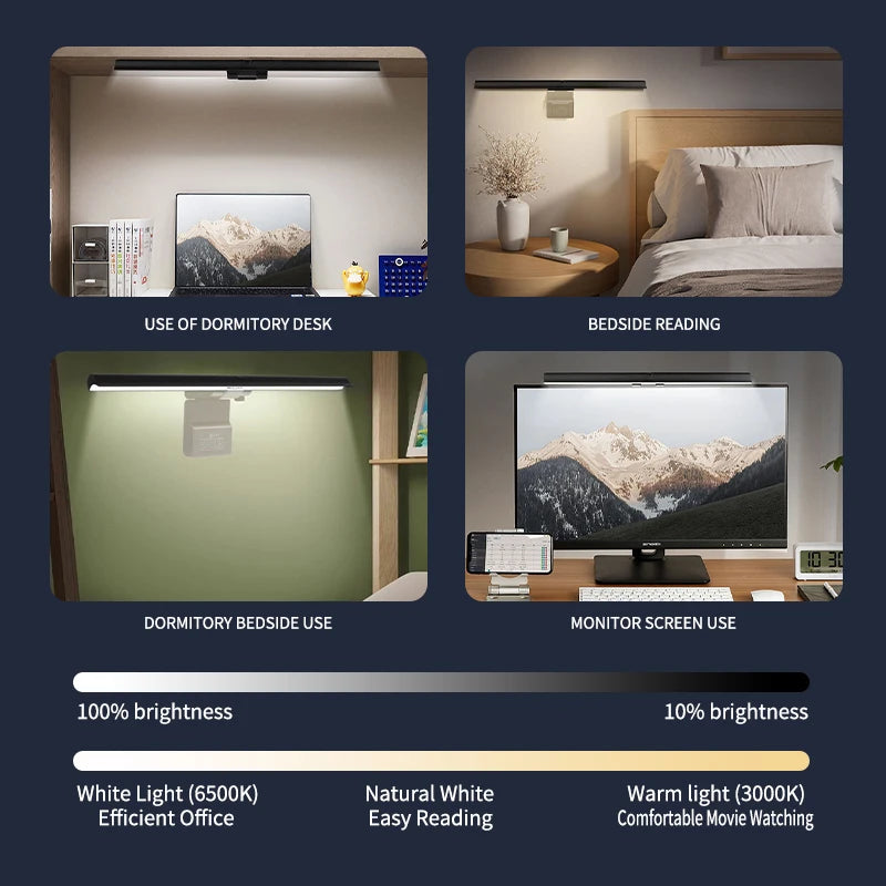LED Desk Lamp Monitor Light Bar Eye-Care Stepless Table Lamp Dimming Lighting Computer Monitor Screen Light Bar for Work Gaming Deals 4 U   Deals 4 U