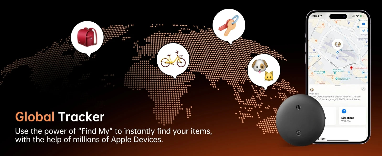 Pet Tracker No Monthly Fee No SIM Work with Apple iOS Find My Anti-Lost Finder Tag for Dogs Cats with Airtag Case GPS Tracker Deals 4 U   Deals 4 U