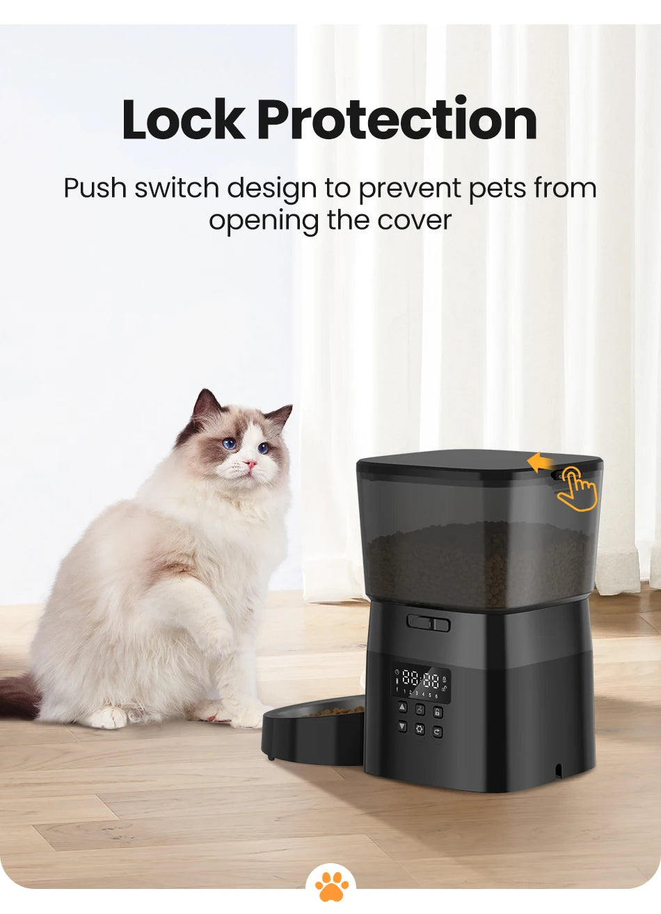 ROJECO Automatic Pet Feeder Button Version Auto Cat Food Dispenser Accessories Smart Control Pet Feeder For Cats Dog Dry Food Deals 4 U  Automatic Pet Feeder Deals 4 U
