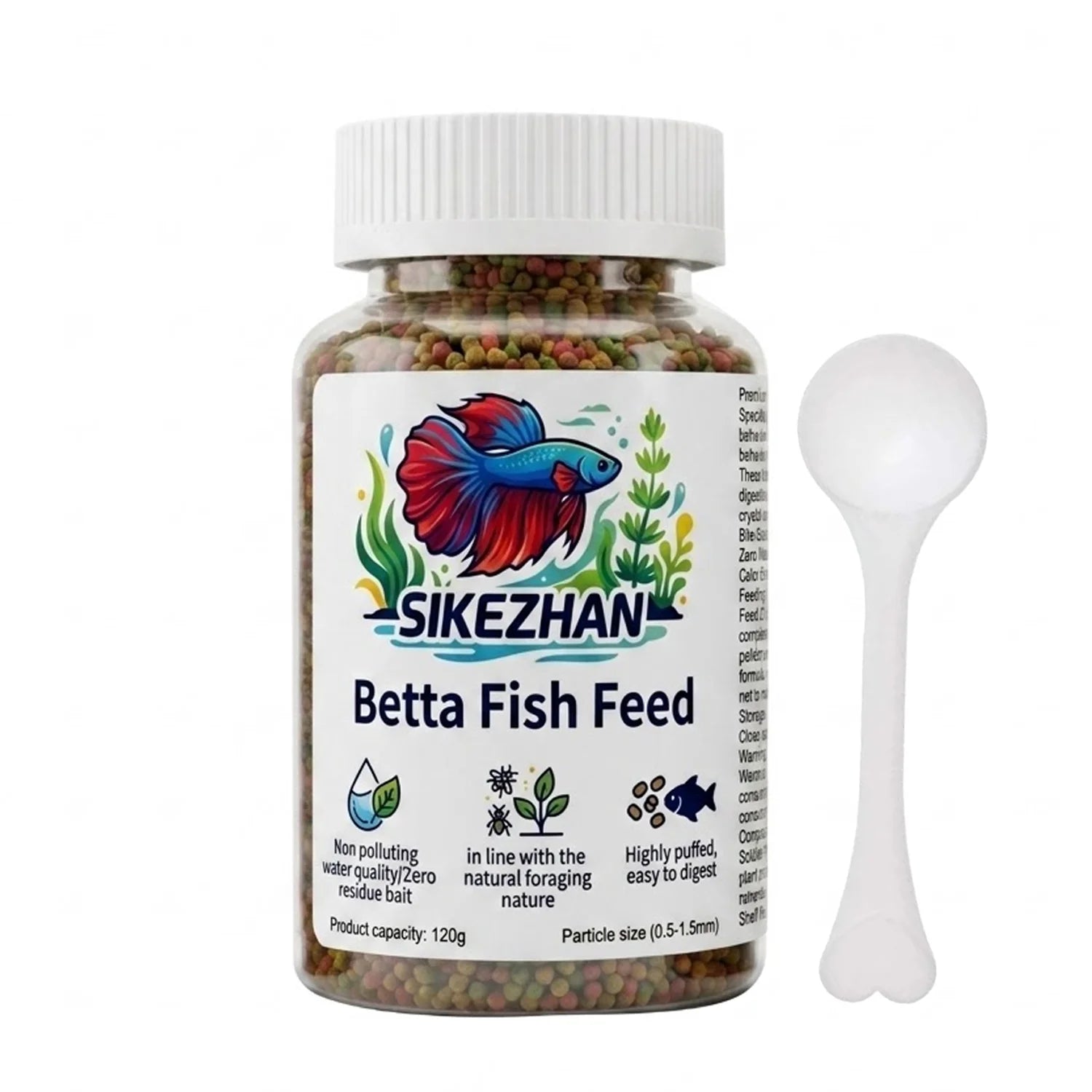 Professional Betta Fish Food Pellets High Protein Color Enhancing Nutritious Feed for Tropical Fighting Fish with Feeding Spoon Deals 4 U   Deals 4 U