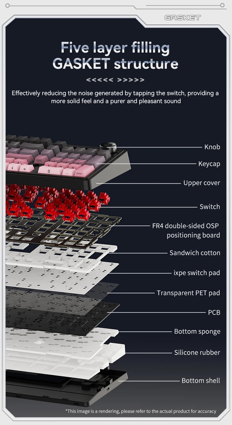 AJAZZ AK980 V2 PRO 98% Gasket Mechanical Keyboard, Hot-Swappable, 10000mAh, TFT Screen & Knob, 8K Polling Rate, RGB Backlit