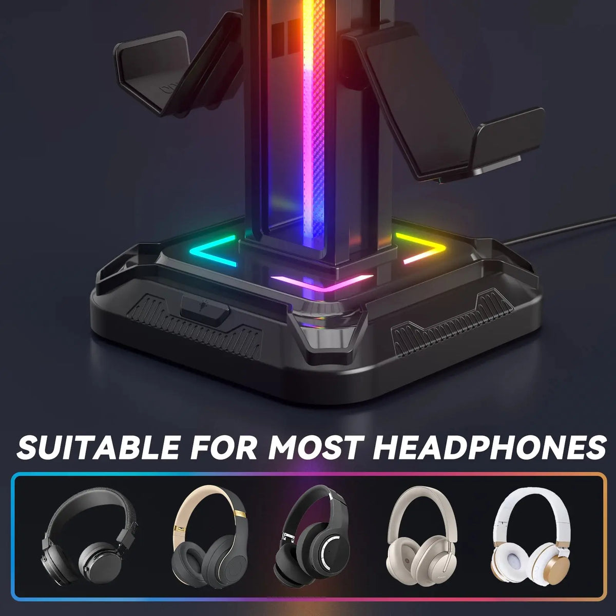 Controller Stand with 9 Light Modes Headset Holder for Desk Rotatable Headphone Stand Detachable Controller Hook Deals 4 U  Gaming Accessories Deals 4 U