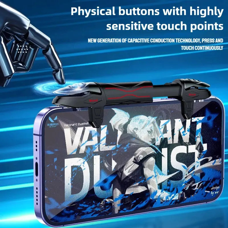 DY13 4 Fingers Chicken Eating Artifact Mobile Phone Physics Mechanical Button Game Trigger Controller for IPhone Android Gamepad Deals 4 U  Mobile Gaming Deals 4 U