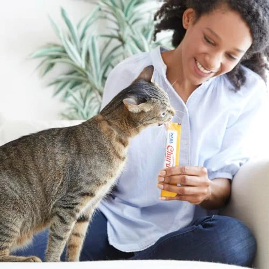 Churu Cat Treats Grain-Free Lickable Squeezable Creamy Purée Cat Treat/Topper with Vitamin E and Taurine Each 0.5 Ounce Pack of Deals 4 U   Deals 4 U
