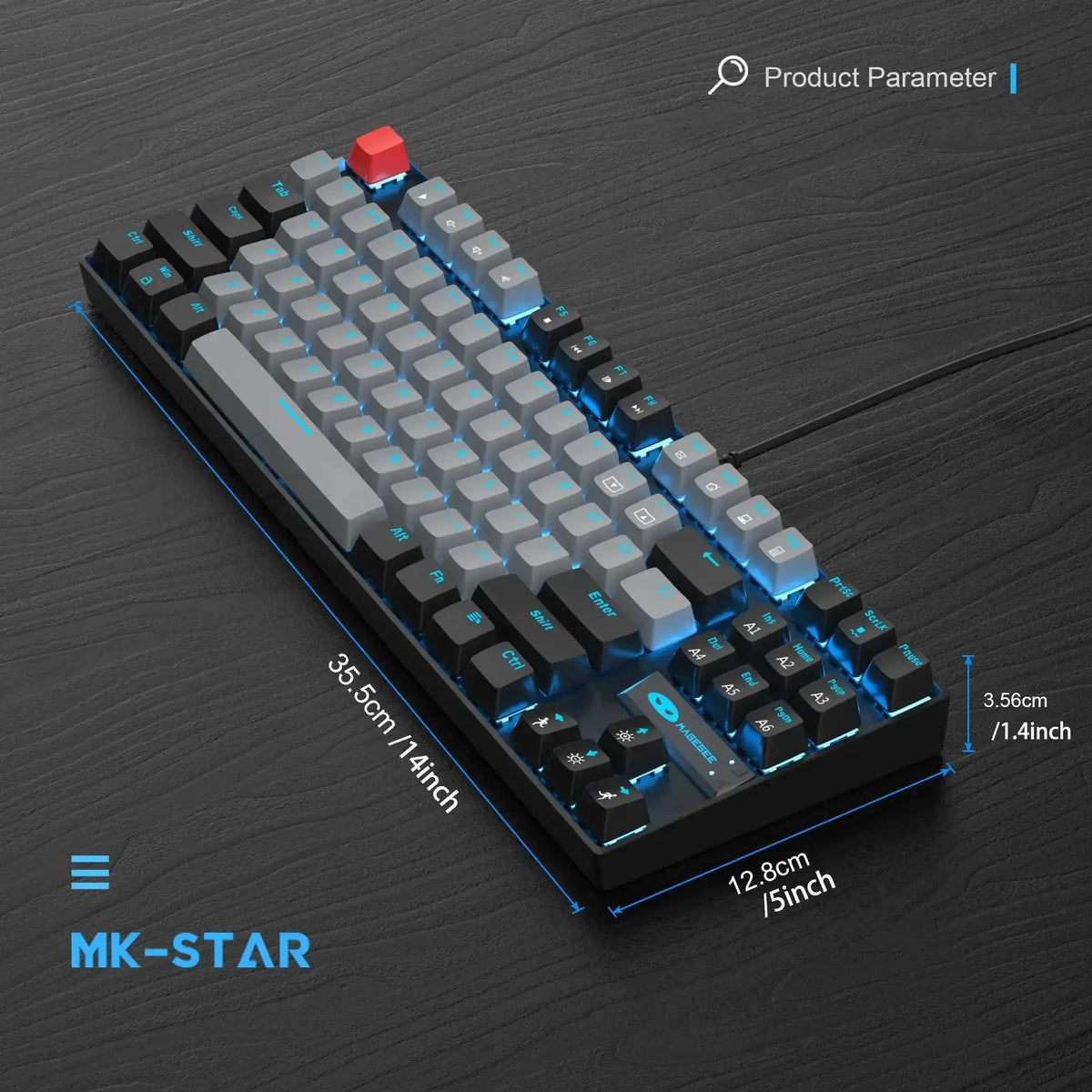 MageGee 75% Mechanical Gaming Keyboard, Blue Switch, LED Blue Backlit, 87 Keys Compact TKL Wired Keyboards for Windows Laptop PC Deals 4 U  Gaming Accessories Deals 4 U
