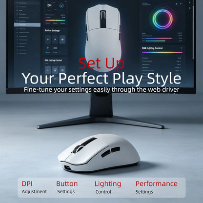 Ultra Light Gaming Mouse Wireless 59g 12000DPI 3-Mode Connection PAW3311 Sensor RGB Base Station Smart Display Professional Mouse Gamer