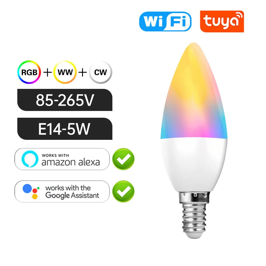 Tuya E27 GU10 E14 RGB Bulb Zigbee/WiFi/Bluetooth Smart Dimmable LED Light Lamp 5W/15W Work with Alexa Google Home Voice Control Deals 4 U   Deals 4 U