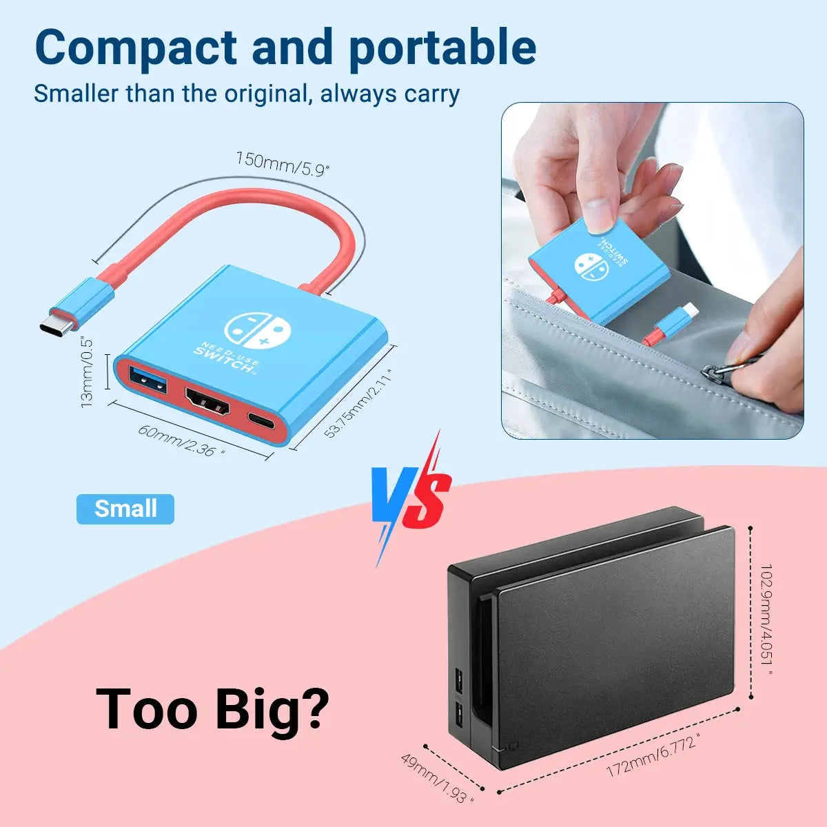 3 In 1 USB C HUB Type C to HDMI 4K with PD 100W Fast Charging USB 3.0 Docking Station for Switch MacBook Laptop Computer Phone Deals 4 U  Console Accessories Deals 4 U