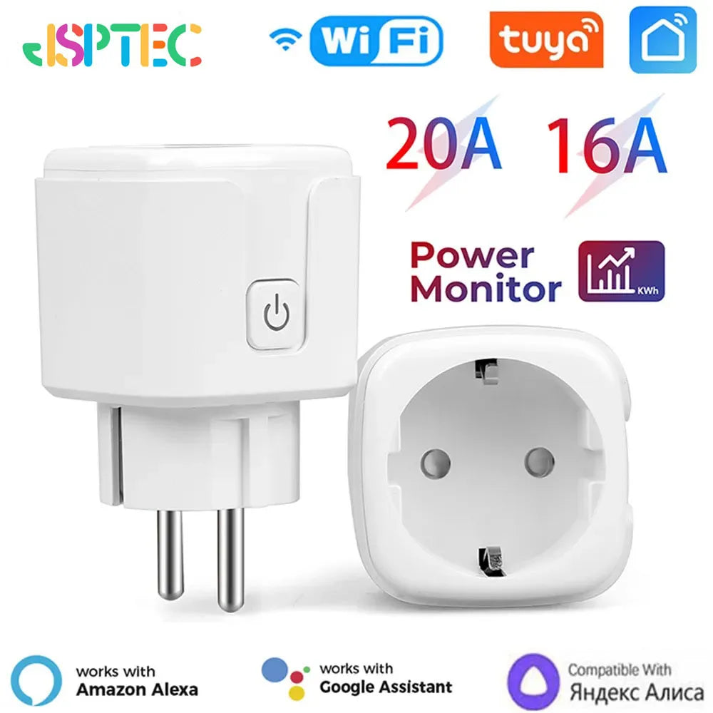 Tuya Smart Socket EU16A/20A Wifi Smart Plug With Power Monitoring Smart Life APP Remote Control Support Google Assistant Alexa Deals 4 U   Deals 4 U