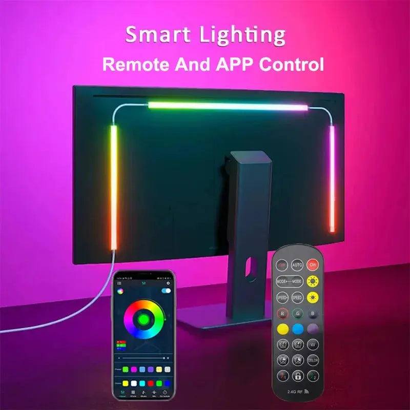 Computer Screen Light Strip Monitor RGBIC Bluetooth LED Lights Ambient Lighting Music Sycn APP Control PC Backlight Game Room Deals 4 U  RGB Hexagon Wall Lights Deals 4 U