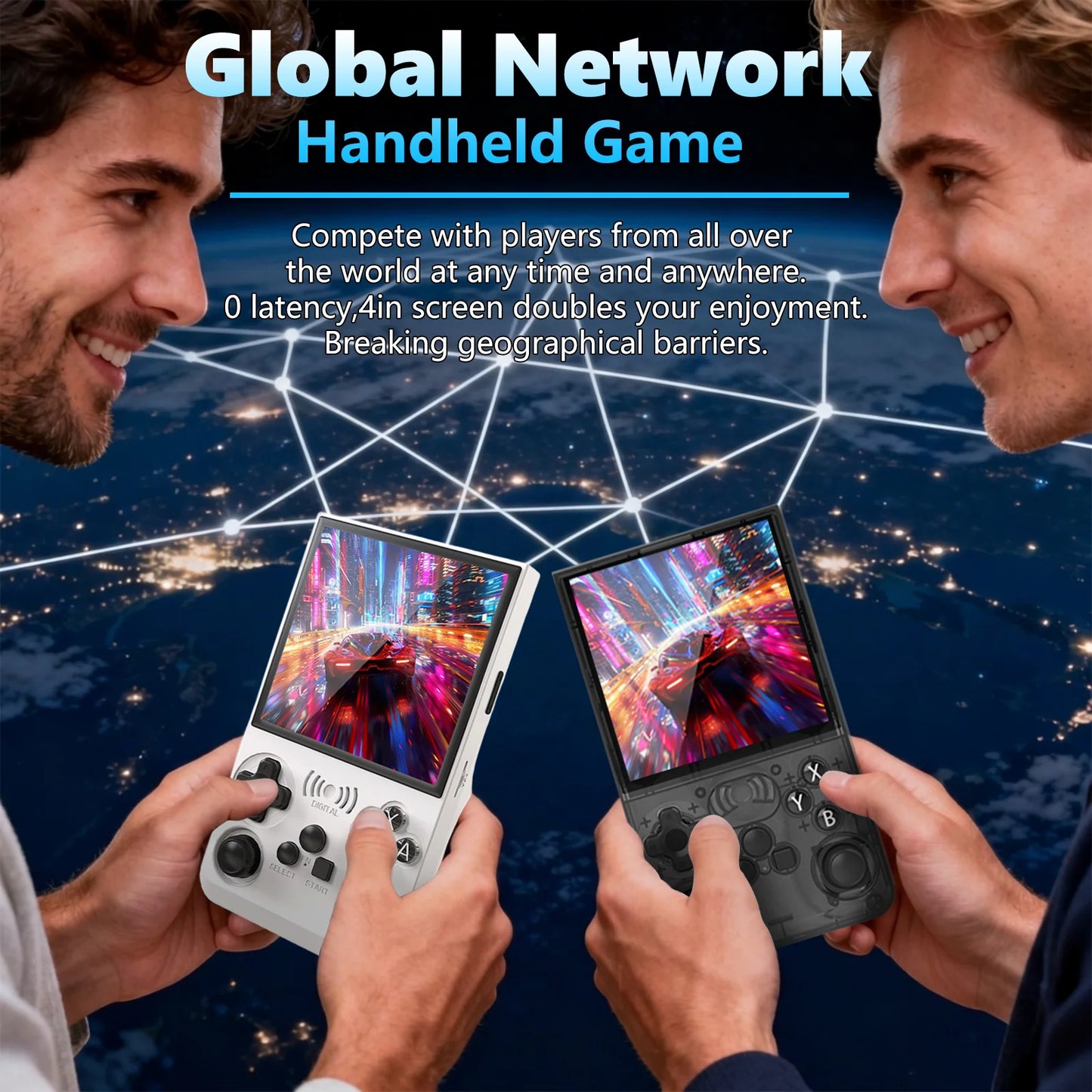 GAMINJA Retro Handheld Video Game Console WiFi 0‑lag Global Online Battle Download Games Via Official APP Retro Video Game Player Gift