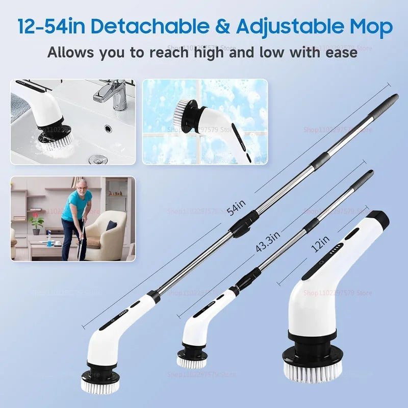9 in 1 Electric Spin Scrubber Cordless Cleaning Brush Shower Scrubber Adjustable Extension Handle Waterproof For Tub Tile Floor Deals 4 U   Deals 4 U