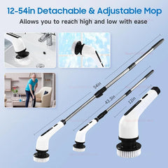 9 in 1 Electric Spin Scrubber Cordless Cleaning Brush Shower Scrubber Adjustable Extension Handle Waterproof For Tub Tile Floor Deals 4 U   Deals 4 U
