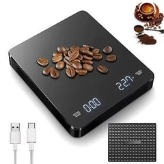 1Set Electronic Coffee Scale with Silicone Pad Digital Coffee Scale with Timer LED Display USB Charging Home Cafe Use Good Gift Deals 4 U   Deals 4 U