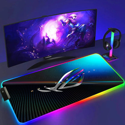 ROG ASUS Mouse Pad RGB Gamer Desk Mat Led Back Light Mousepad Setup Gaming Accessories Deskmat Big Colorful Mousepepad Backlight