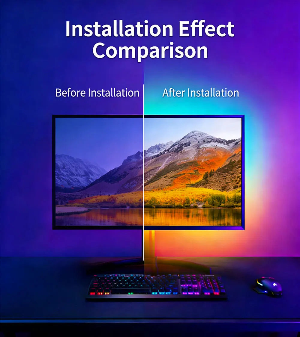 LED RGB Gaming Ambient Light Flexible Silicone Backlight Smart Desk Light Bar Eye Protection LED Lamp for Monitor Office Reading