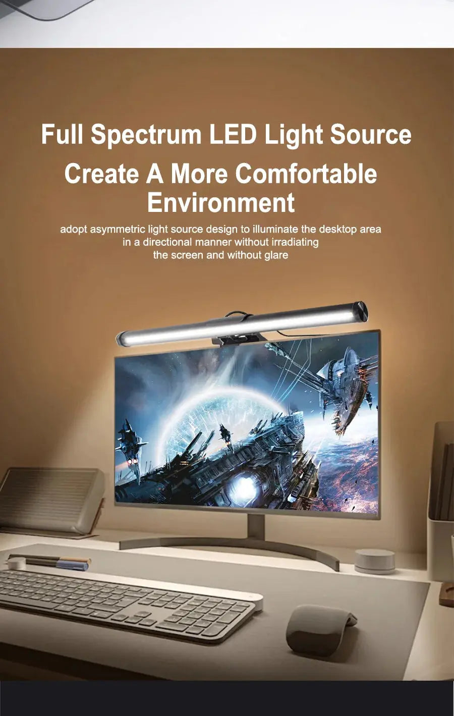 LED Desk Lamp Monitor Light Bar Eye-Care Stepless Table Lamp Dimming Lighting Computer Monitor Screen Light Bar for Work Gaming Deals 4 U  RGB Hexagon Wall Lights Deals 4 U