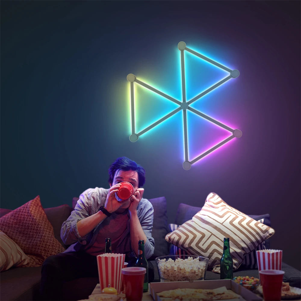 Splicing Light DIY Atmosphere Light RGB Smart Wall Light Voice Control Lamp for Esports Room Bedroom Bar Decoration Night Light Deals 4 U   Deals 4 U
