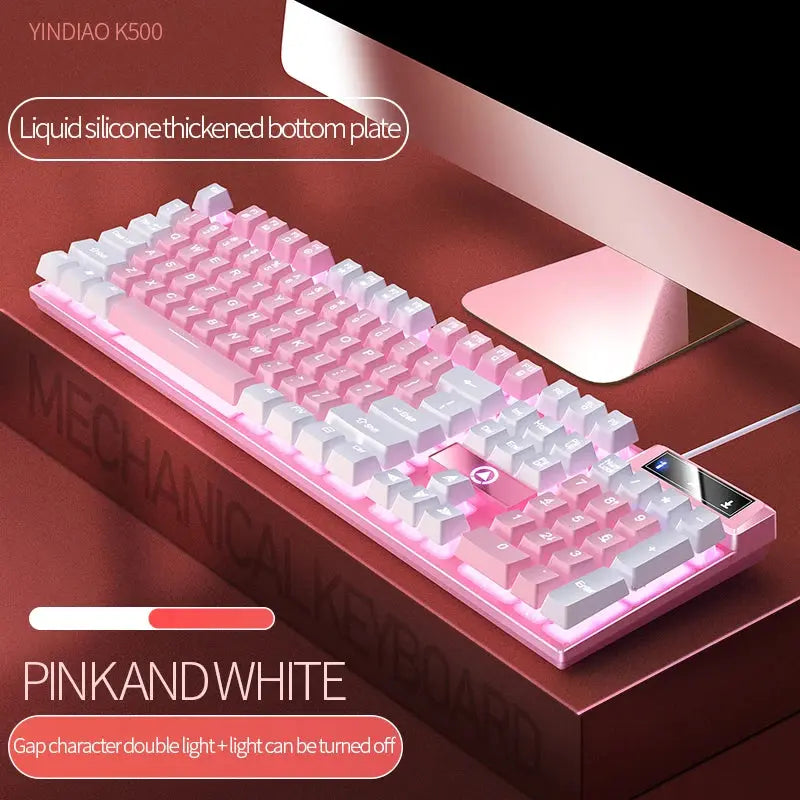 104 Keys Gaming Keyboard Wired Keyboard Color Matching Backlit Mechanical Feel Computer E-sports Peripherals for Desktop Laptop Deals 4 U  Gaming Accessories Deals 4 U